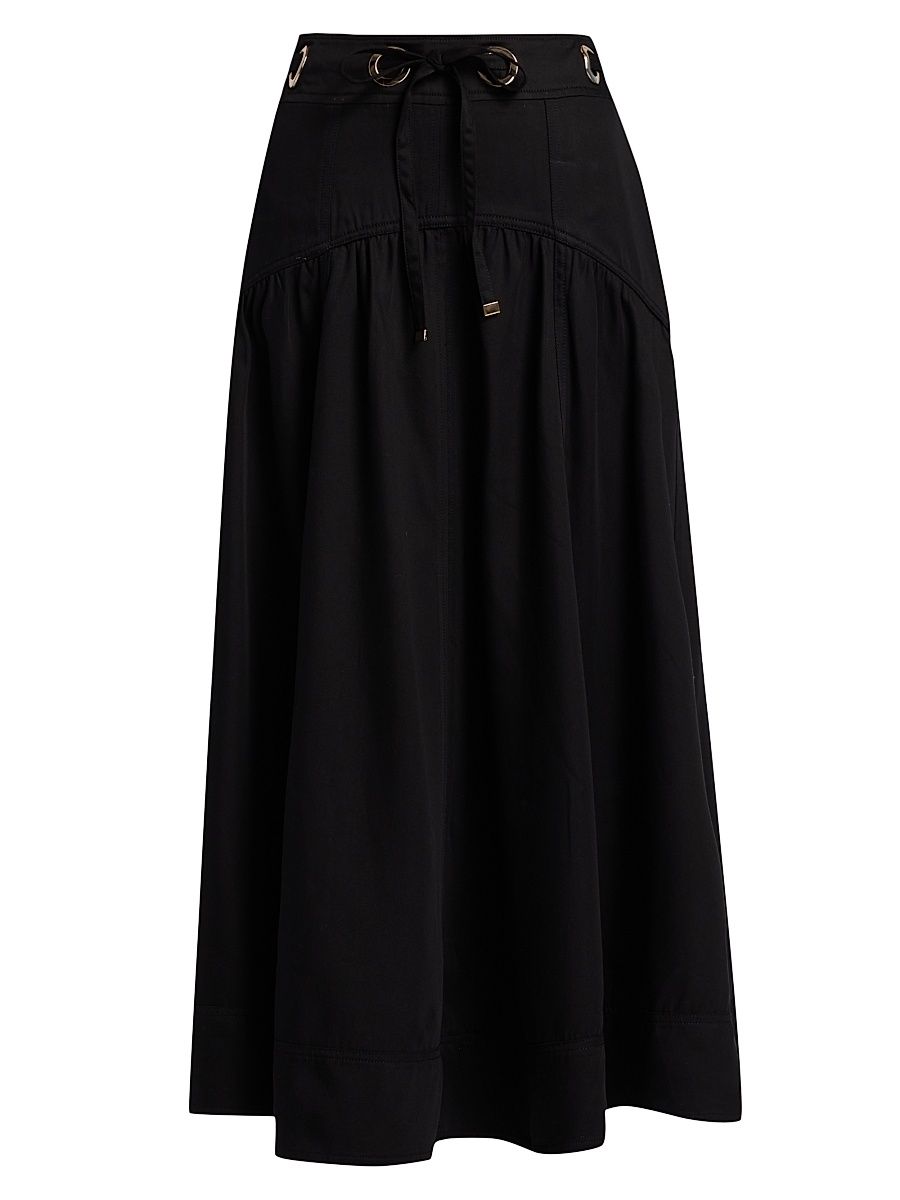 Women's Ponia A-Line High-Rise Midi-Skirt - Noir - Size XL