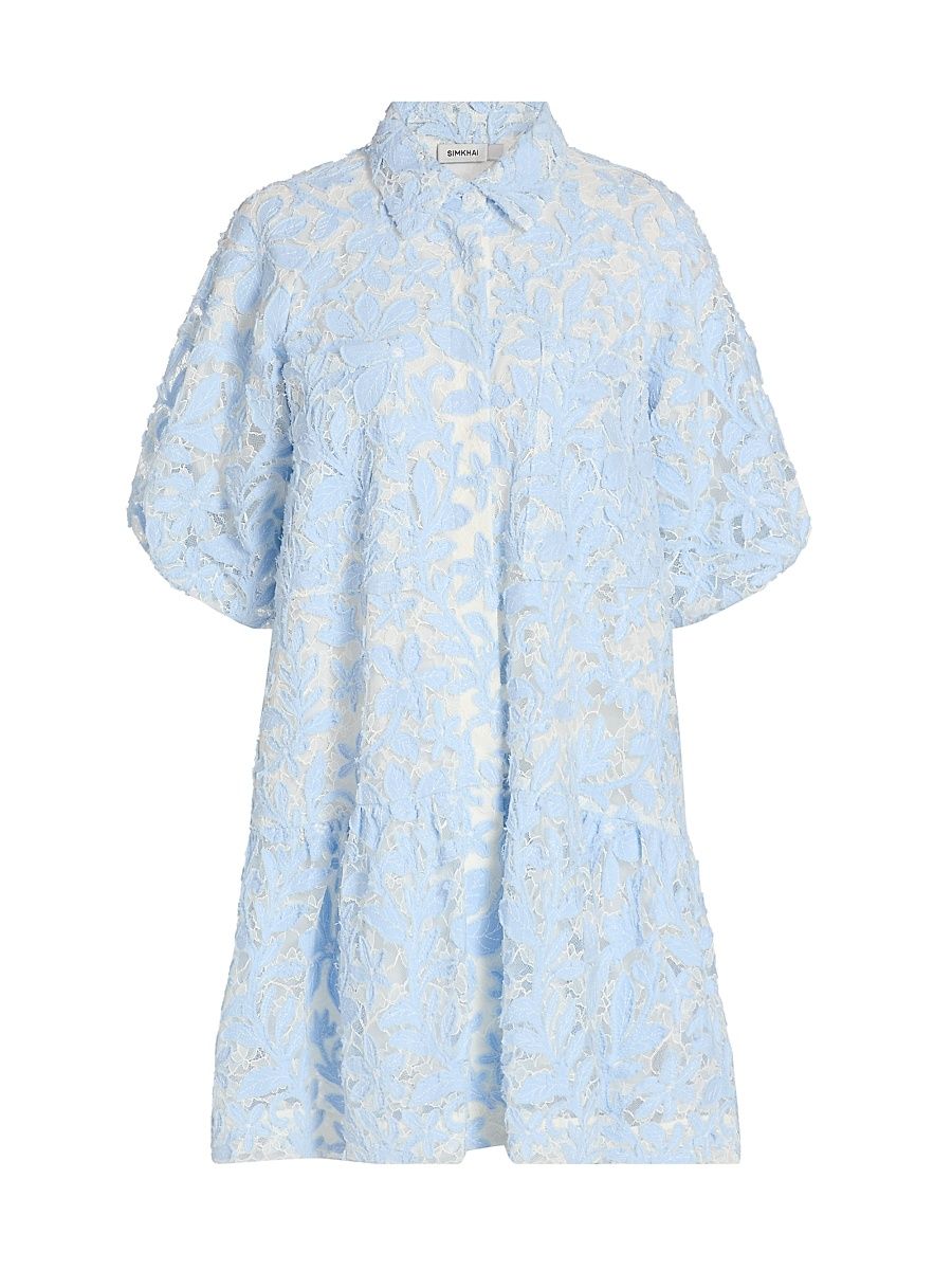 Women's Crissy Cotton Lace Minidress - Celeste Multi - Size XS