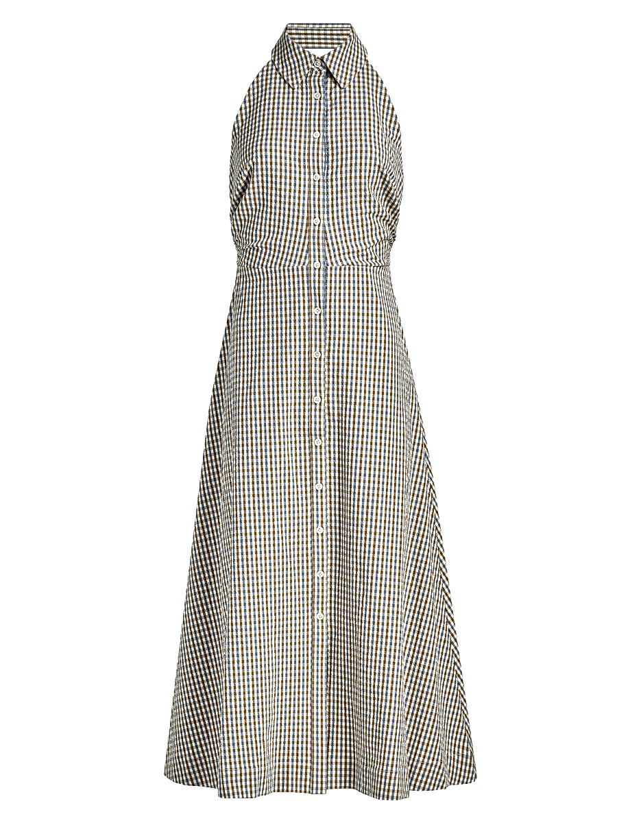 Women's Mackey Gingham Halterneck Midi-Shirtdress - Acorn Multi - Size 16