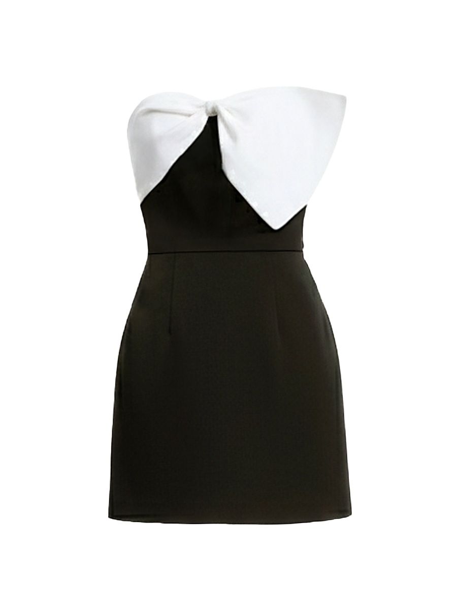Women's Ollie Bow Strapless Minidress - Black Off White - Size Large