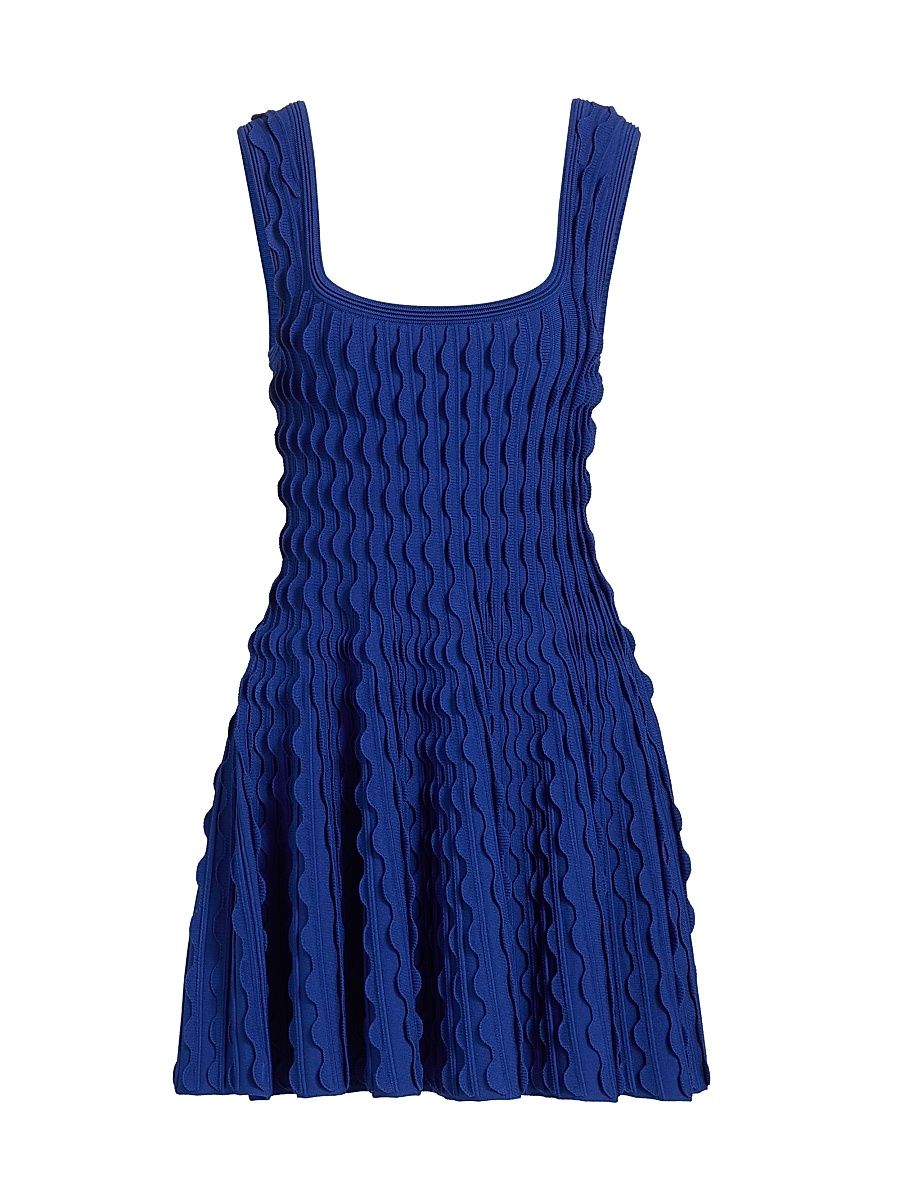 Women's Vanna Scalloped Knit Minidress - Blueberry - Size XS