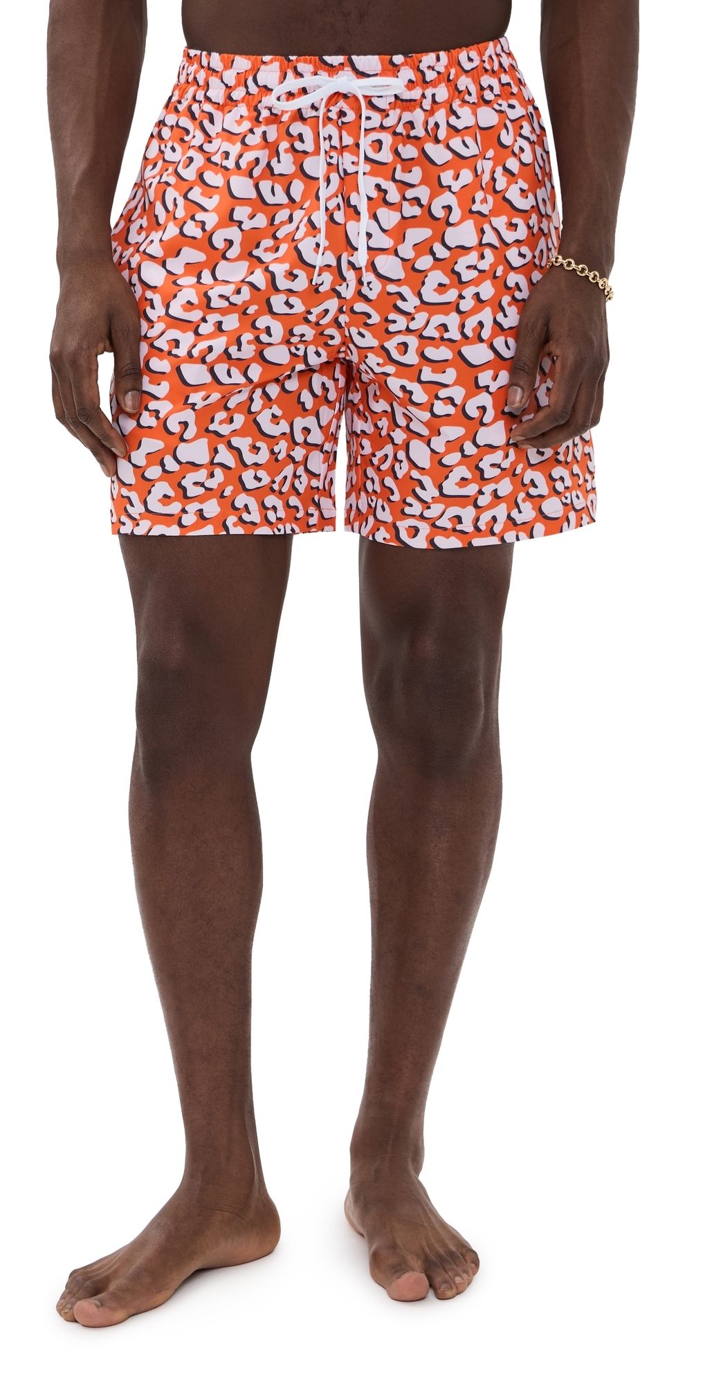 Dur Doux Abstract Swim Trunks White/Orange L