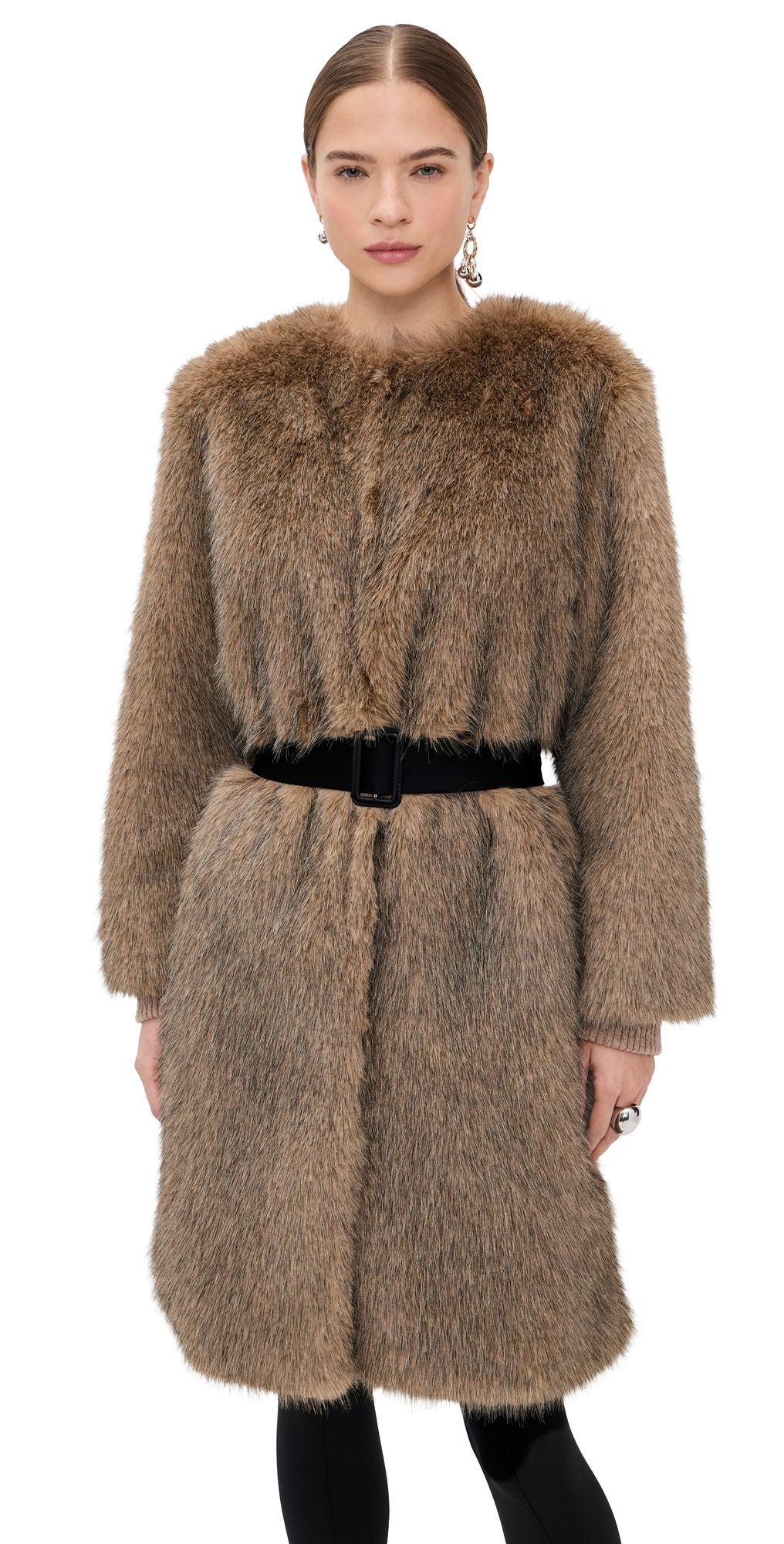 Proenza Schouler White Label Khai Coat In Faux Fur Natural M
