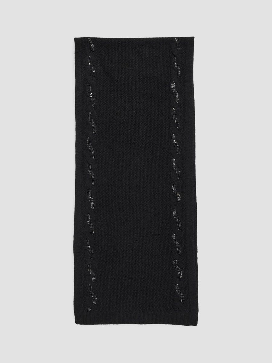 Sofia Cashmere Women's Crystal-Embellished Cable-Knit Cashmere Scarf - Black