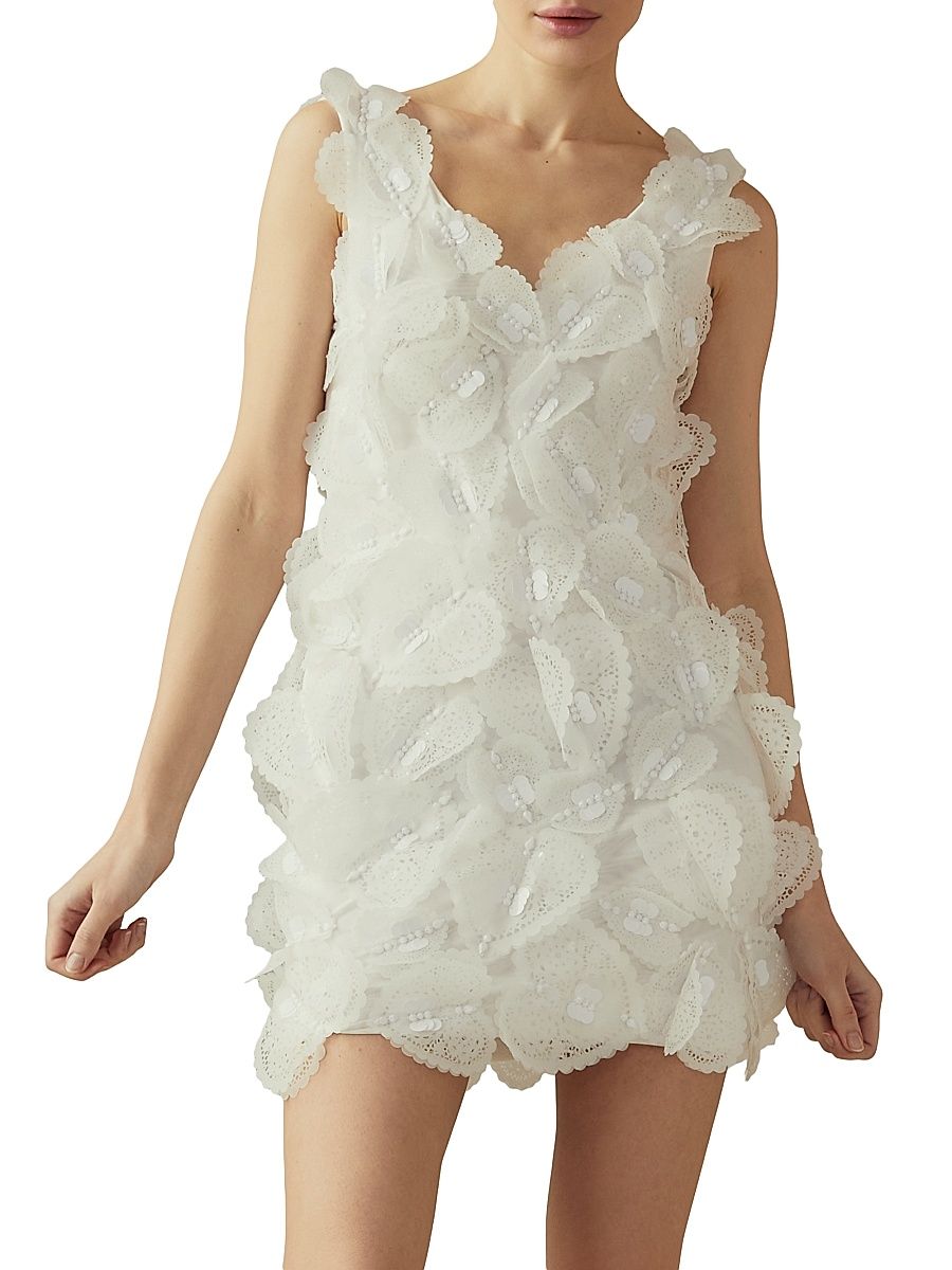 Women's Organza Hearts Minidress - White - Size 10