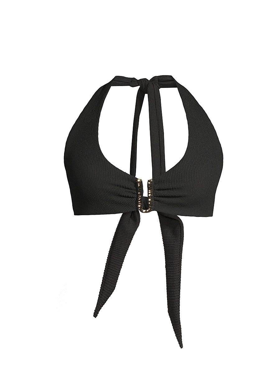 Women's Melissa Halterneck Bikini Top - Black Texture - Size Medium