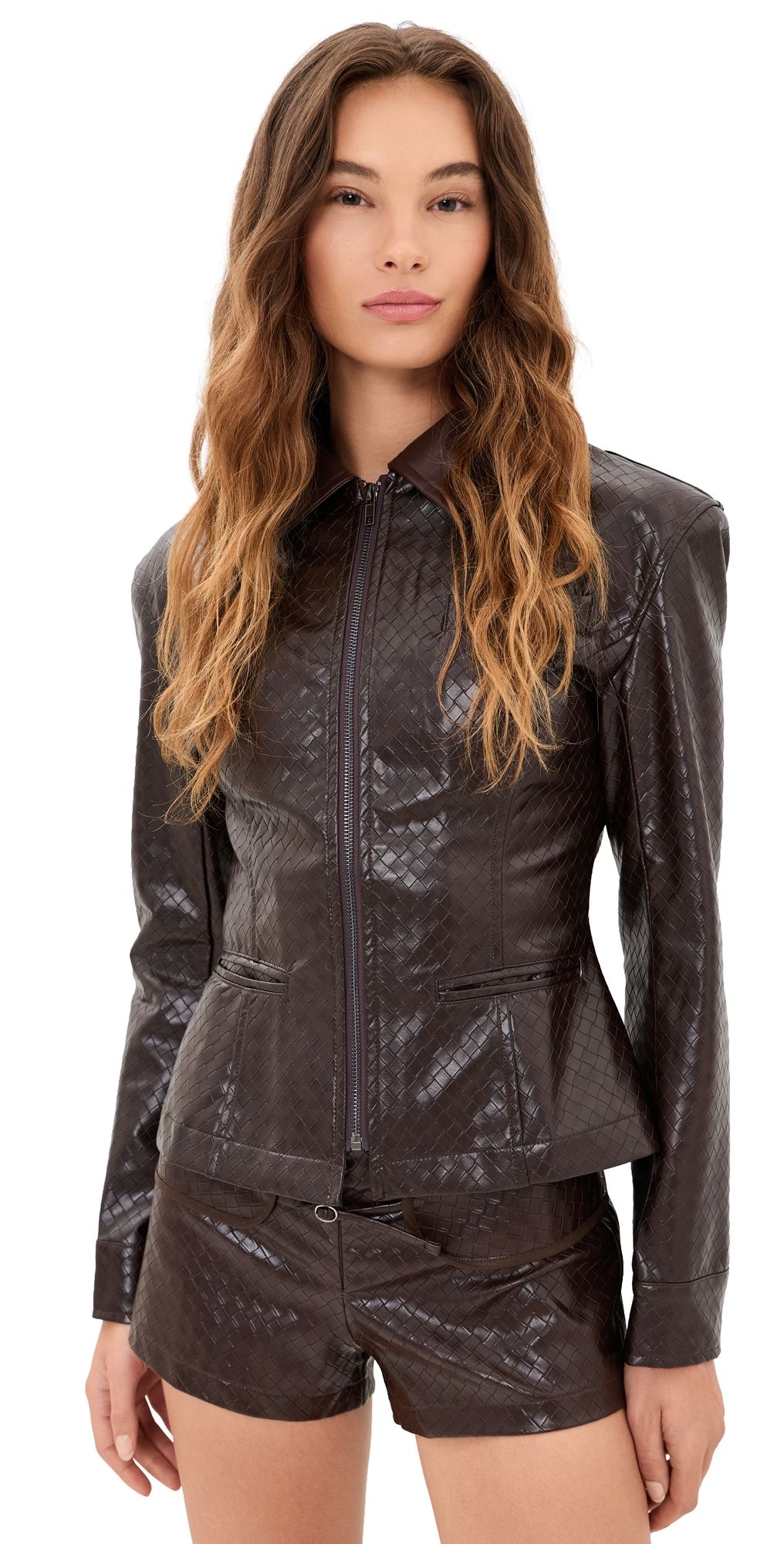 Lioness Soho Faux Leather Jacket Coffee M
