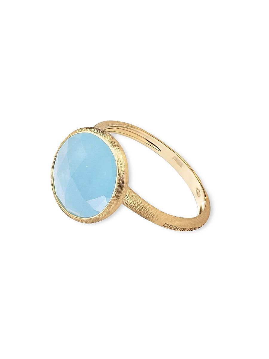 Women's Jaipur Color 18K Yellow Gold & Aquamarine Cocktail Ring - Blue - Size 7