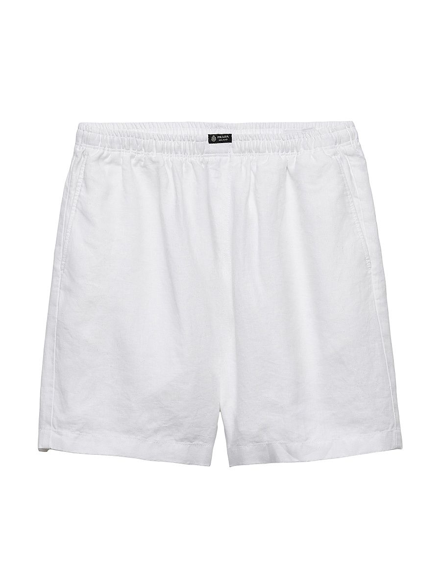 Men's Linen Bermuda Shorts - White - Size Medium