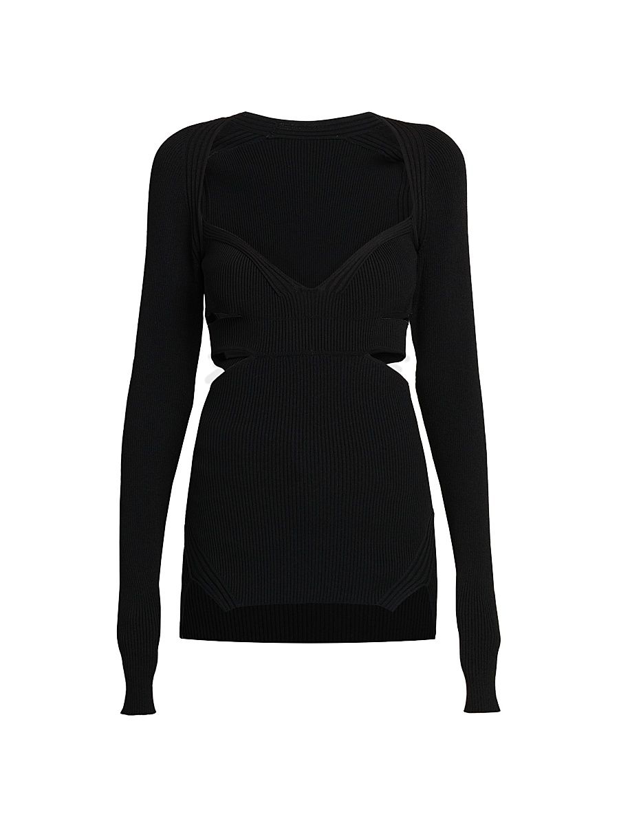 Women's Long-Sleeve Cut-Out Top - Black - Size Medium
