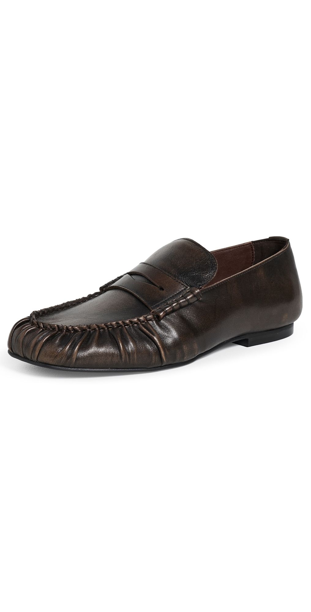 ALOHAS Aven Leather Loafers Vintage Effect Brown 36