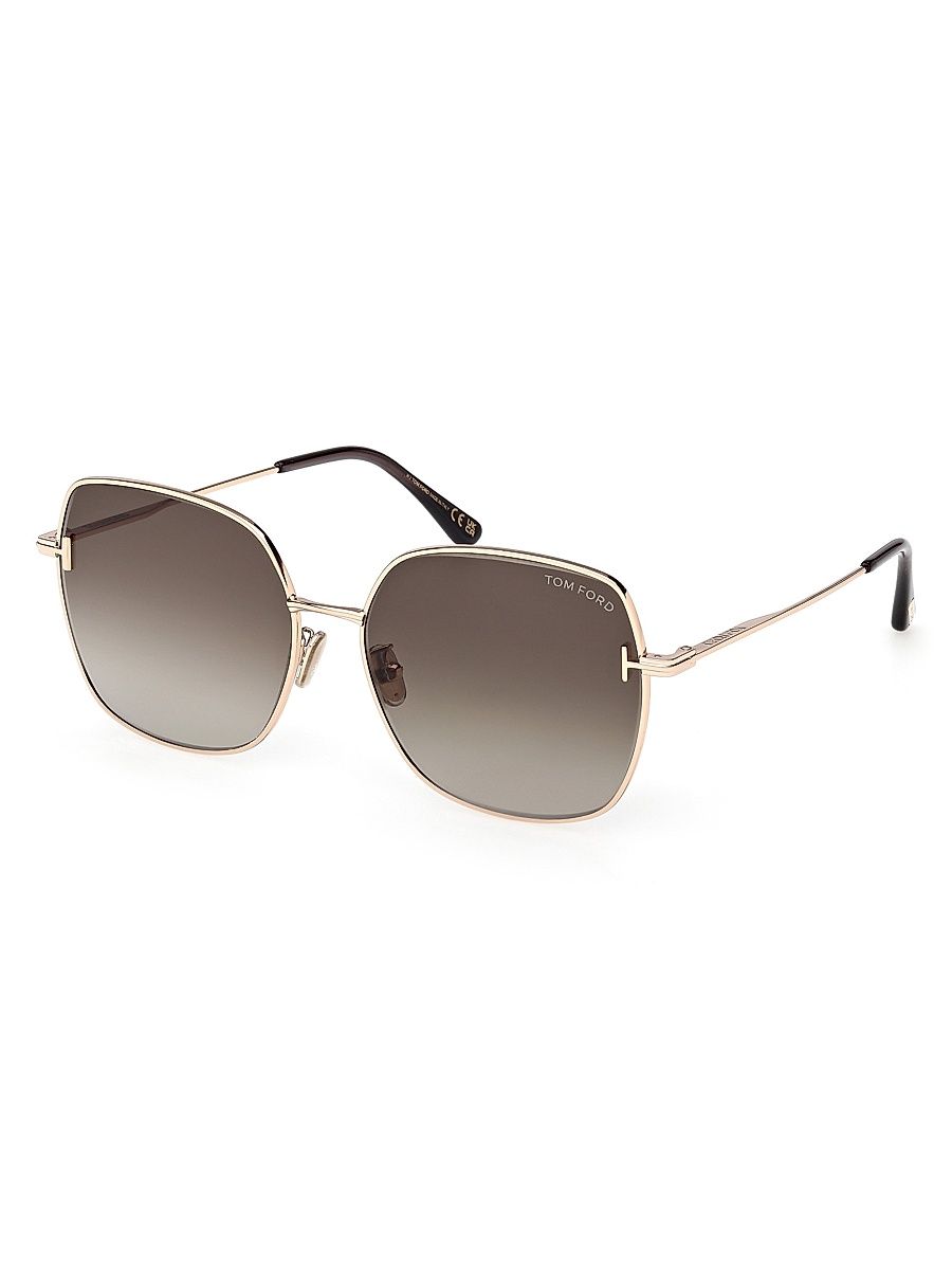 Women's 59MM Square Sunglasses - Shiny Rose Gold Grad Brown