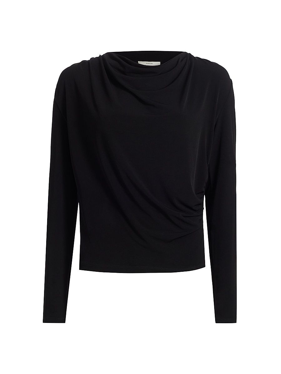 Women's Jersey Cowlneck Top - Black - Size XXS
