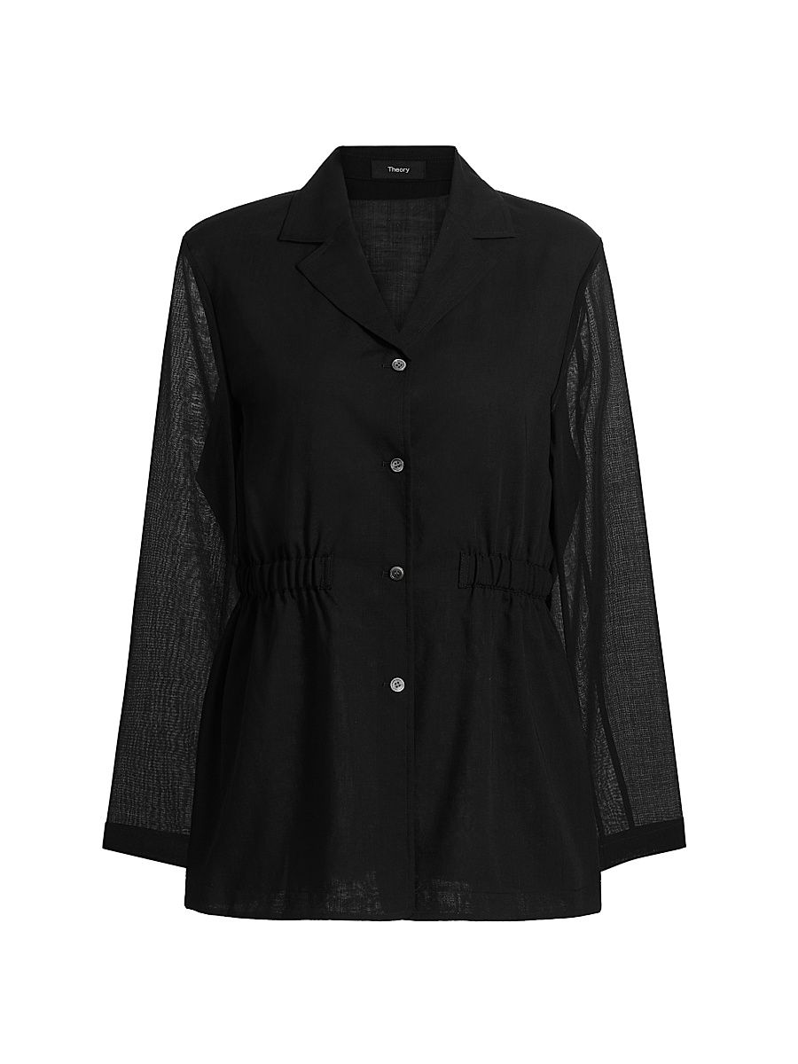 Women's Cinched-Waist Wool-Blend Jacket - Black - Size 16