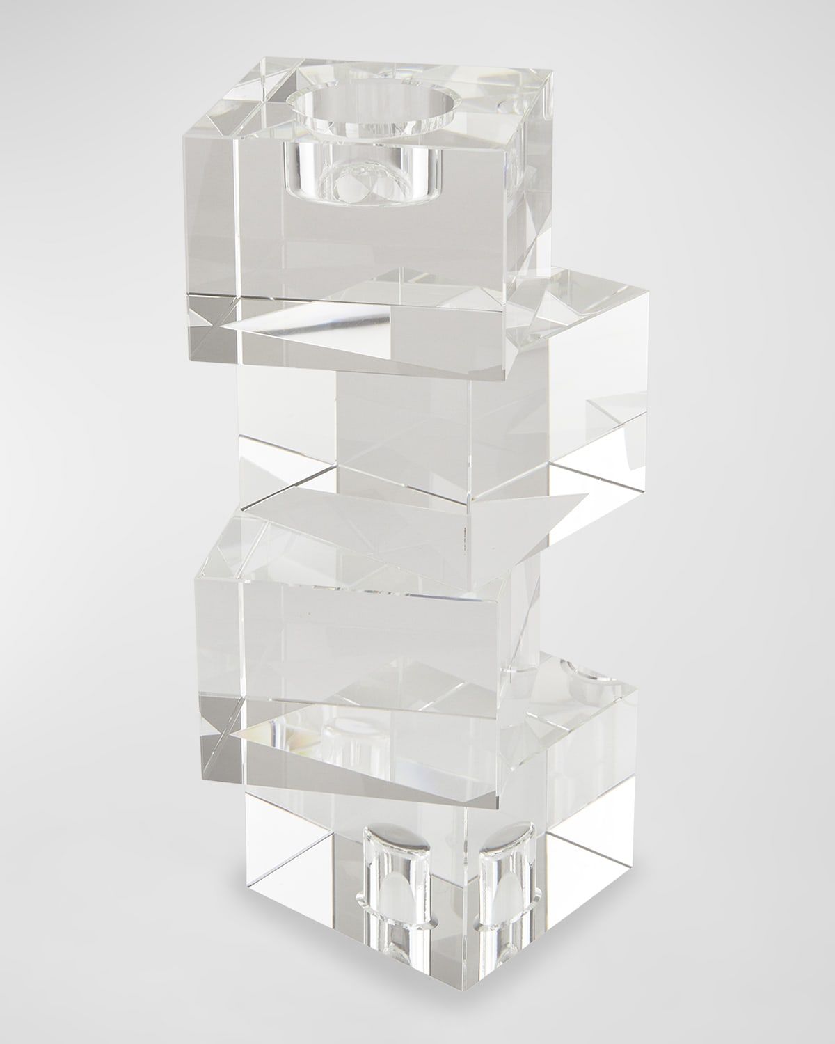 Clear Crystal Votive Or Tapered Candleholder "Cubes" Large
