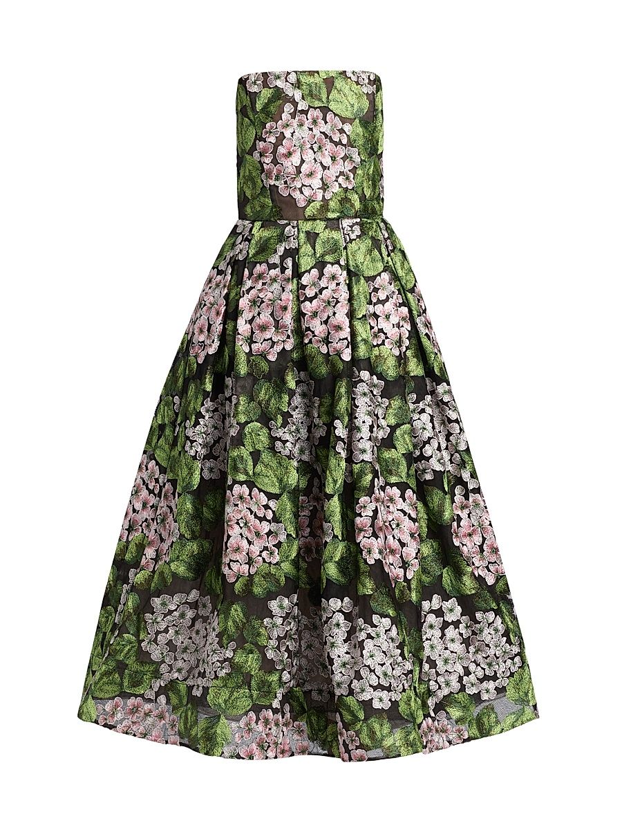 Women's Kate Floral Embroidered Corset Midi-Dress - Size XL