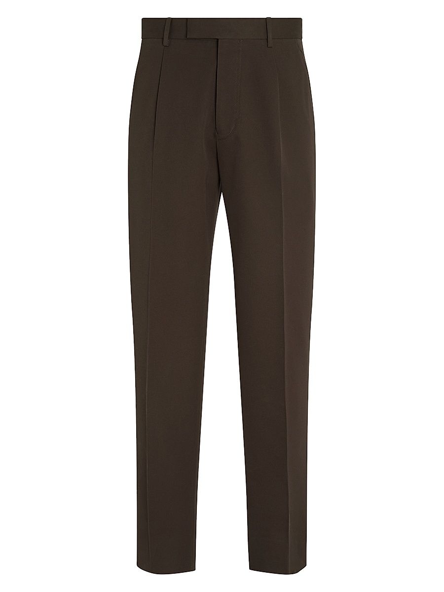 Men's Cotton and Wool Pants - Dark Brown - Size 44