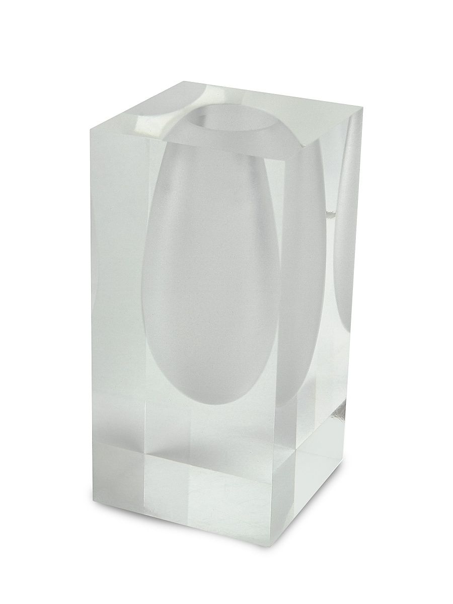 Clear Lucite Vase - Frost White