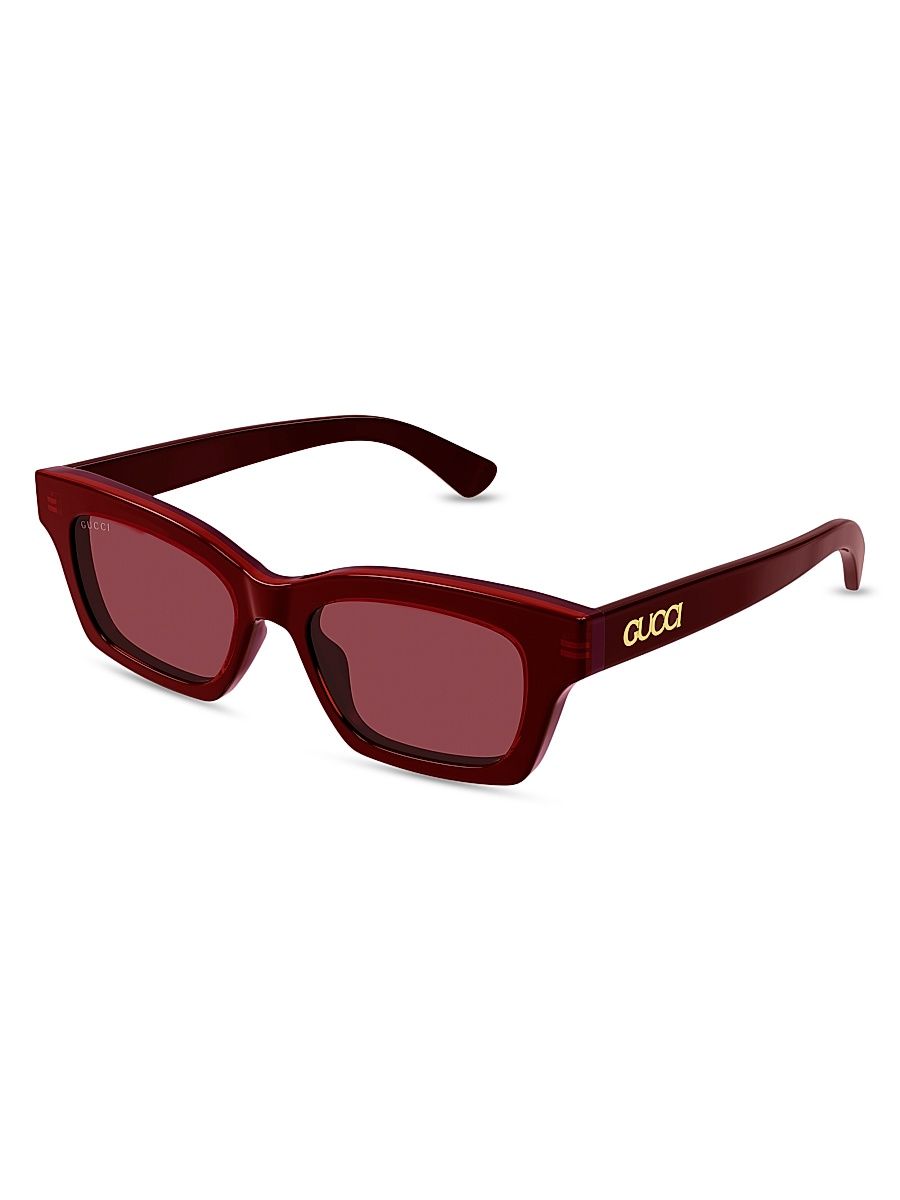 Women's Gucci Lacquered 51MM Cat-Eye Sunglasses - Red Gold Red