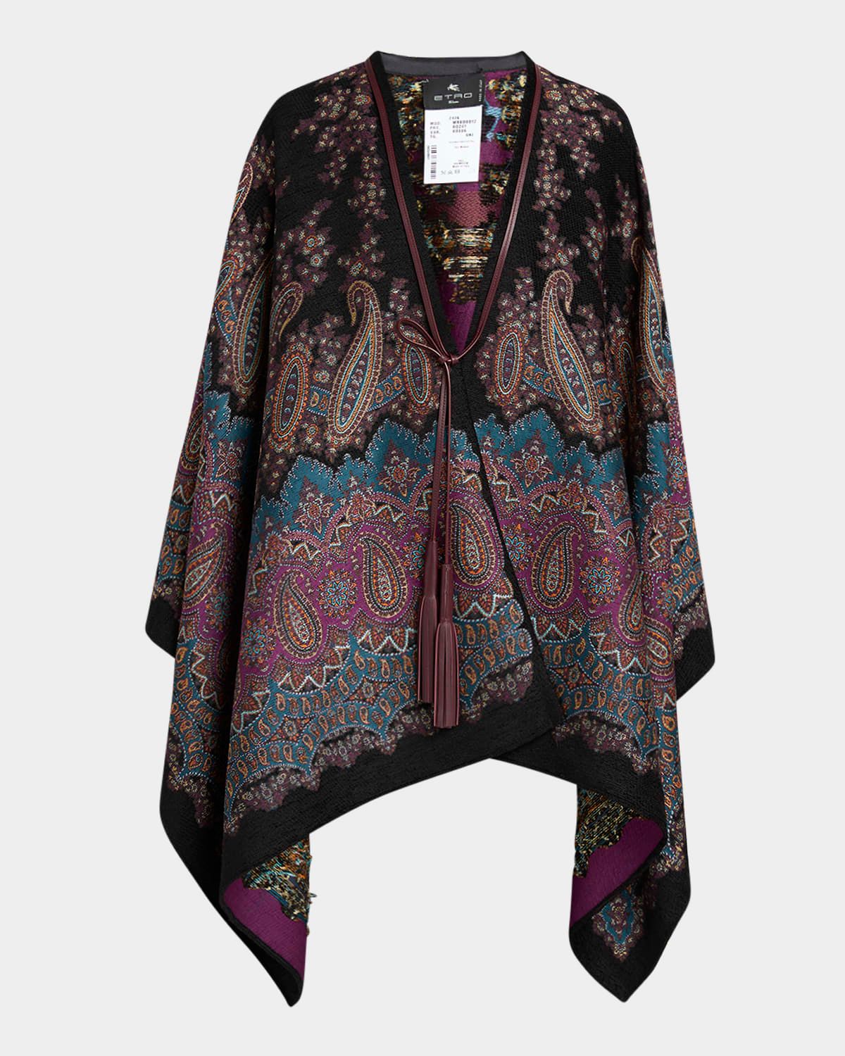 Metallic Midnight Dream Cape With Leather Trim