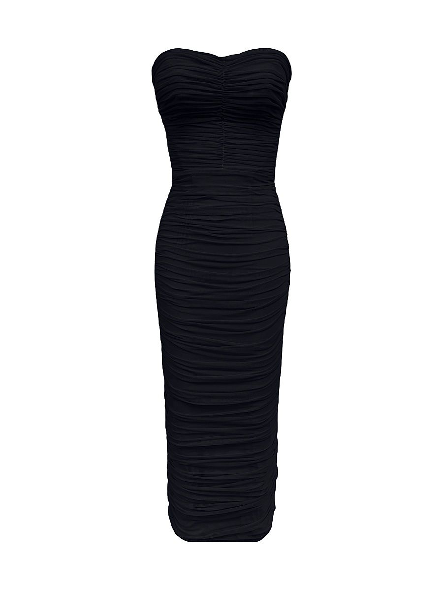 Women's Heather Ruched Midi-Dress - Black - Size XS