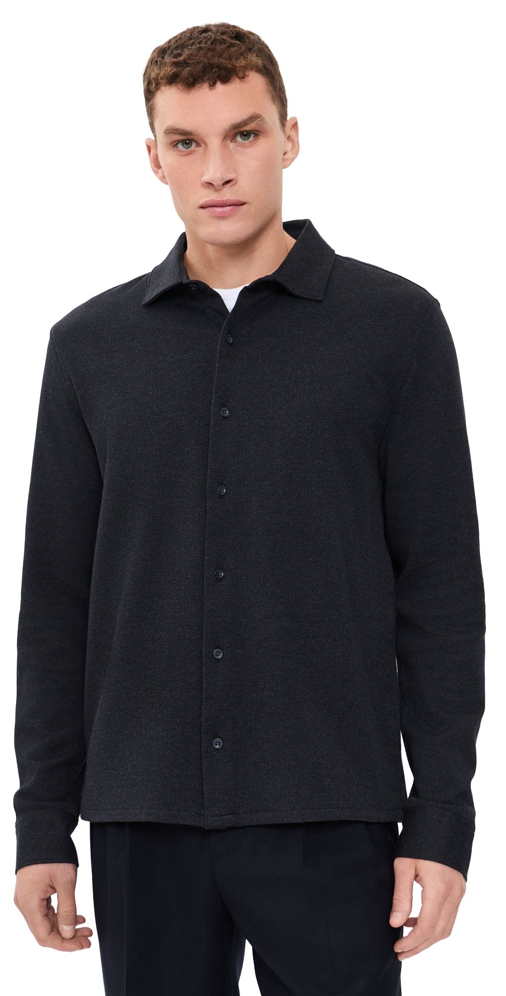 Vince Herringbone Button Down Coastal/Azure L