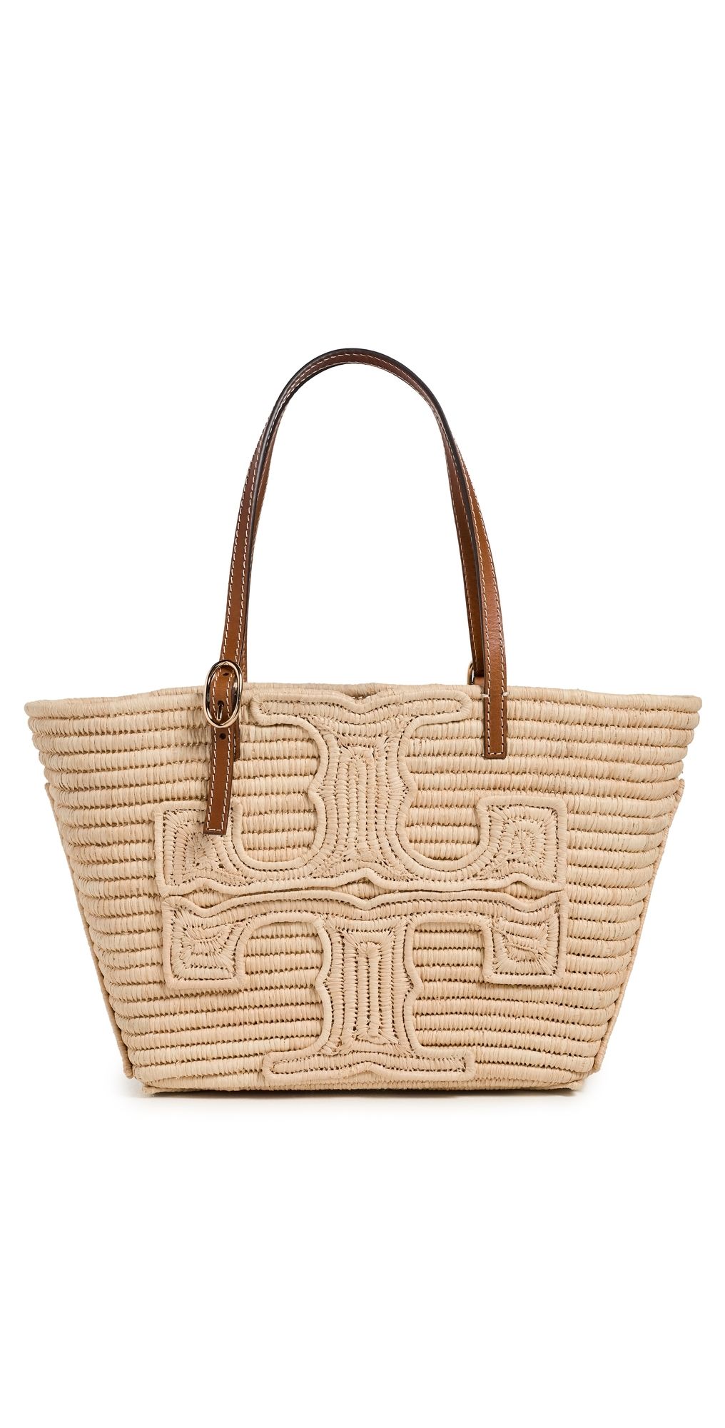 Tory Burch Ella Structured Straw Small Tote Natural One Size
