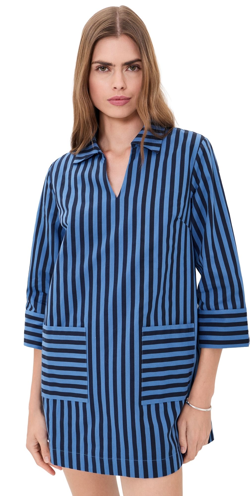 English Factory A-Line Kaftan Collar Mini Dress Navy/Blue S