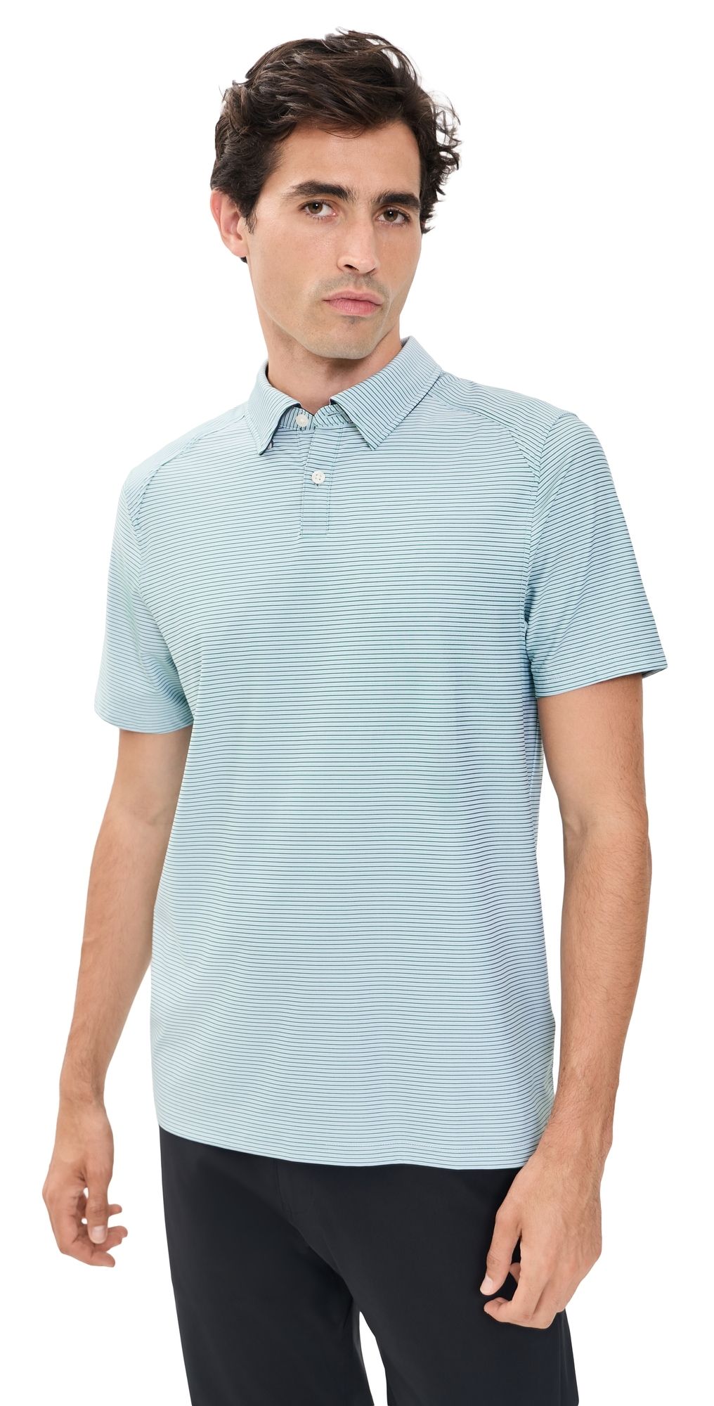 Rhone Commuter Polo FERN GREEN STRIPE M