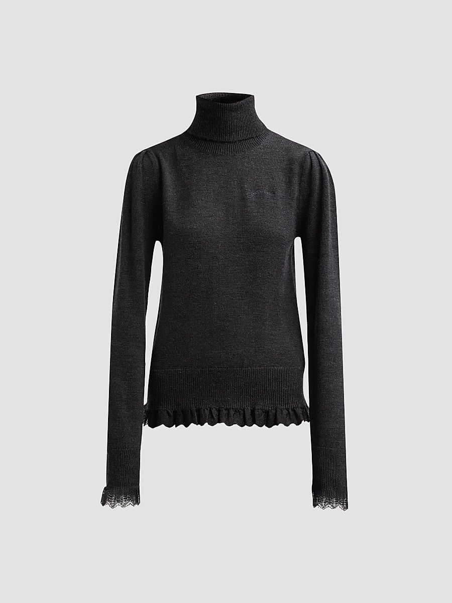 Ganni Women's Merino Wool Turtleneck Sweater - Phantom - Size XL