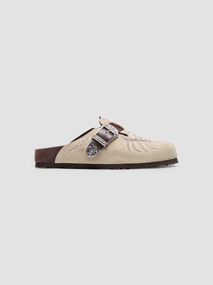 Etro Women's Etro x BIRKENSTOCK Boston Suede Mules - Khaki - Size 10