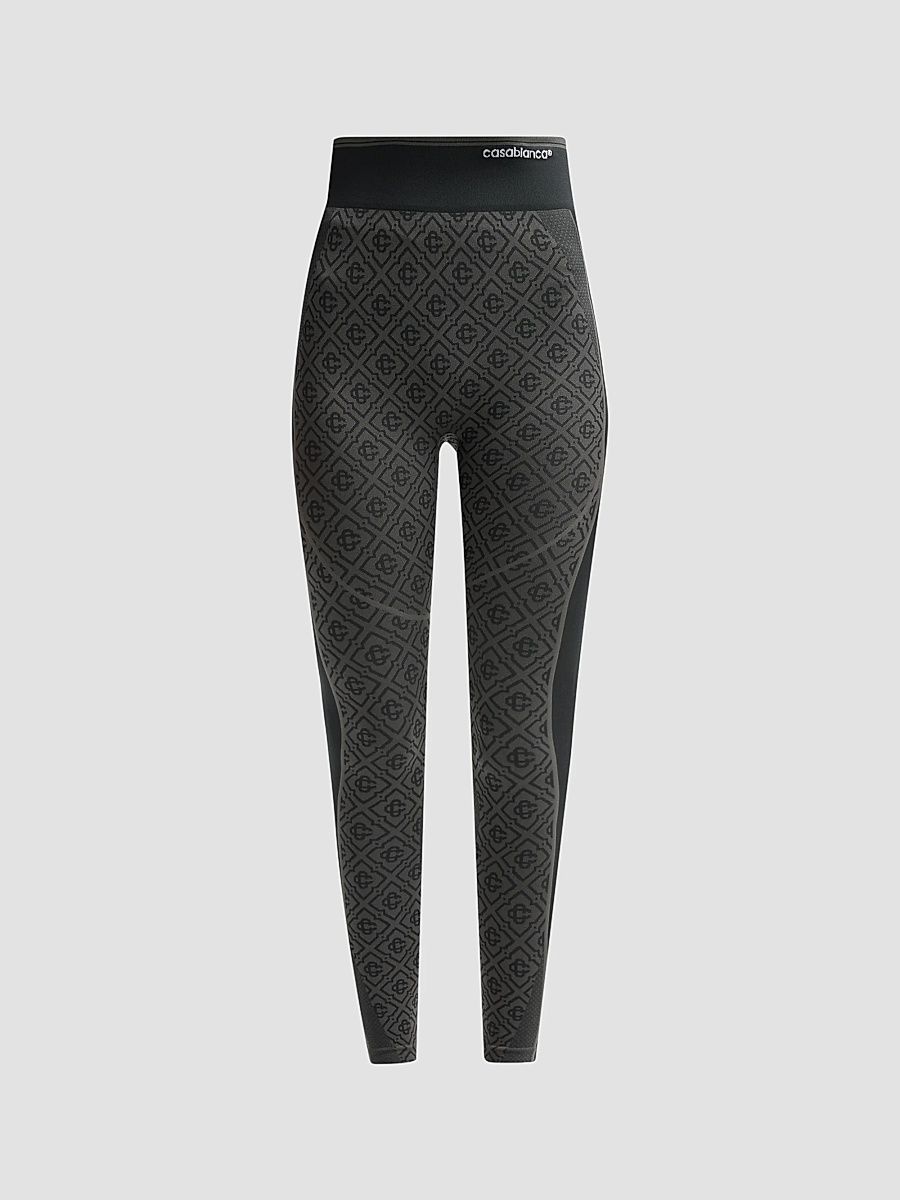 Women's Seamless Monogram Leggings - Grey - Size Large