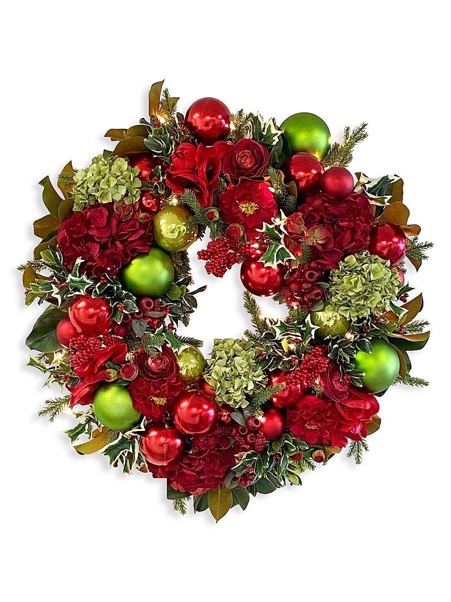 Permanent Botanicals Hydrangea & Amaryllis Wreath - Red