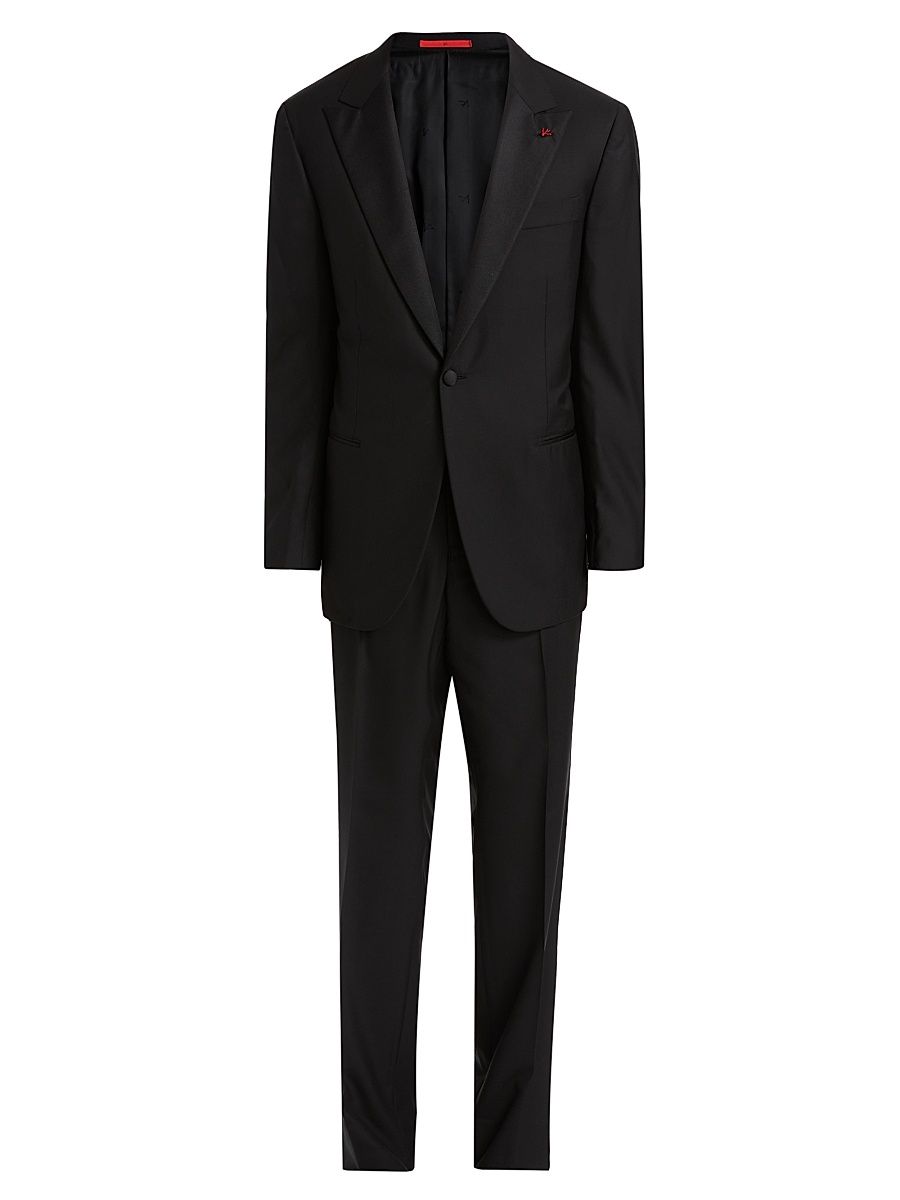 Men's Peak-Lapel Wool Tuxedo - Black - Size 48