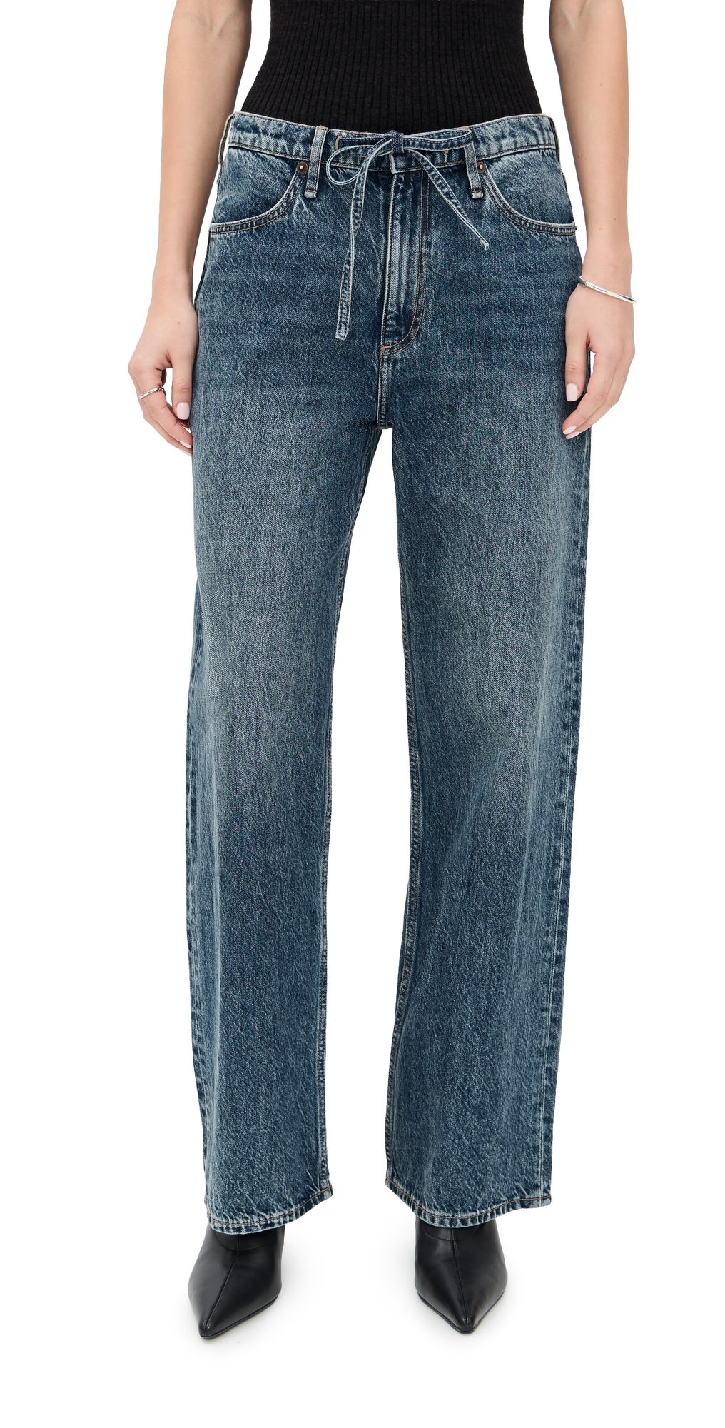rag & bone Phoebe Drawstring Wide Jeans Delcan S