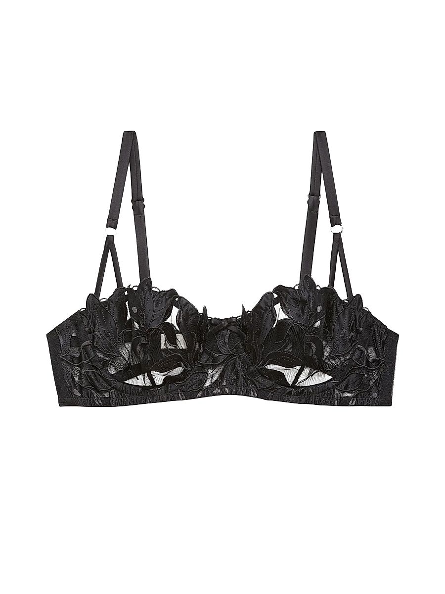 Women's Lily Embroidered Mesh Balconette Bra - Black - Size 38B