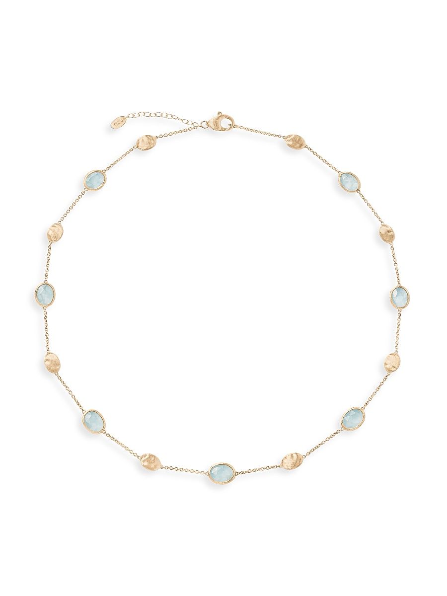 Women's Siviglia 18K Yellow Gold & Aquamarine Station Necklace - Yellow Gold