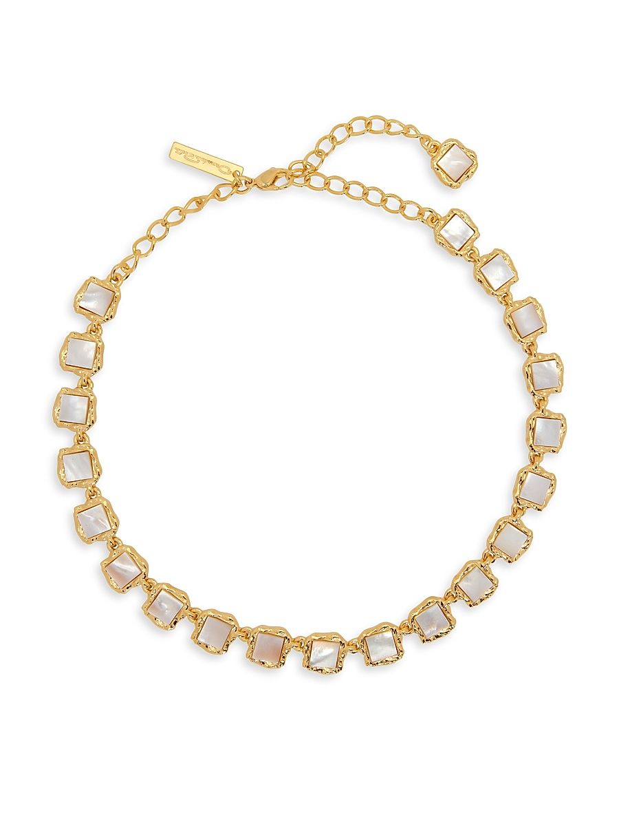 Women's Tiles 14K-Gold-Plated & Semiprecious Stone Necklace - White Mother Pearl