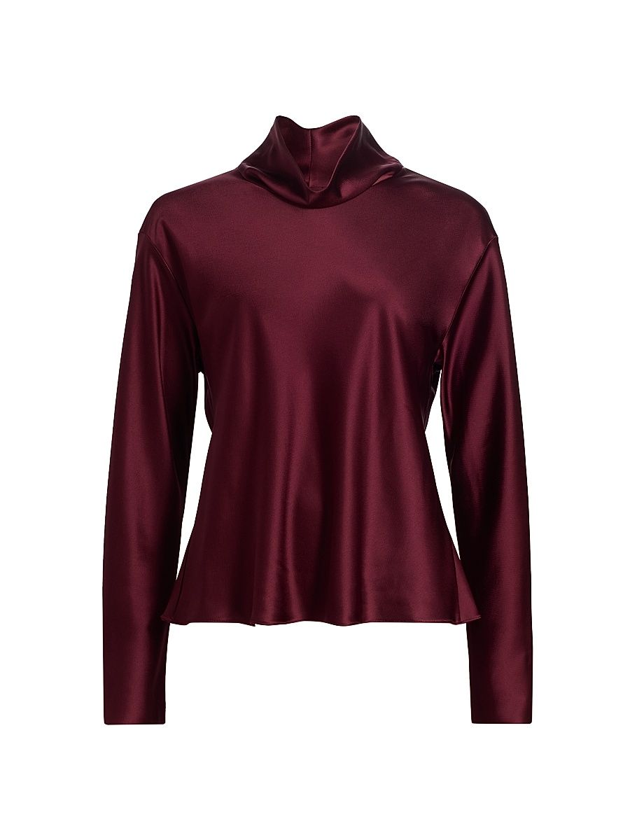 Women's Barb Satin Cowlneck Top - Bordeaux - Size XL