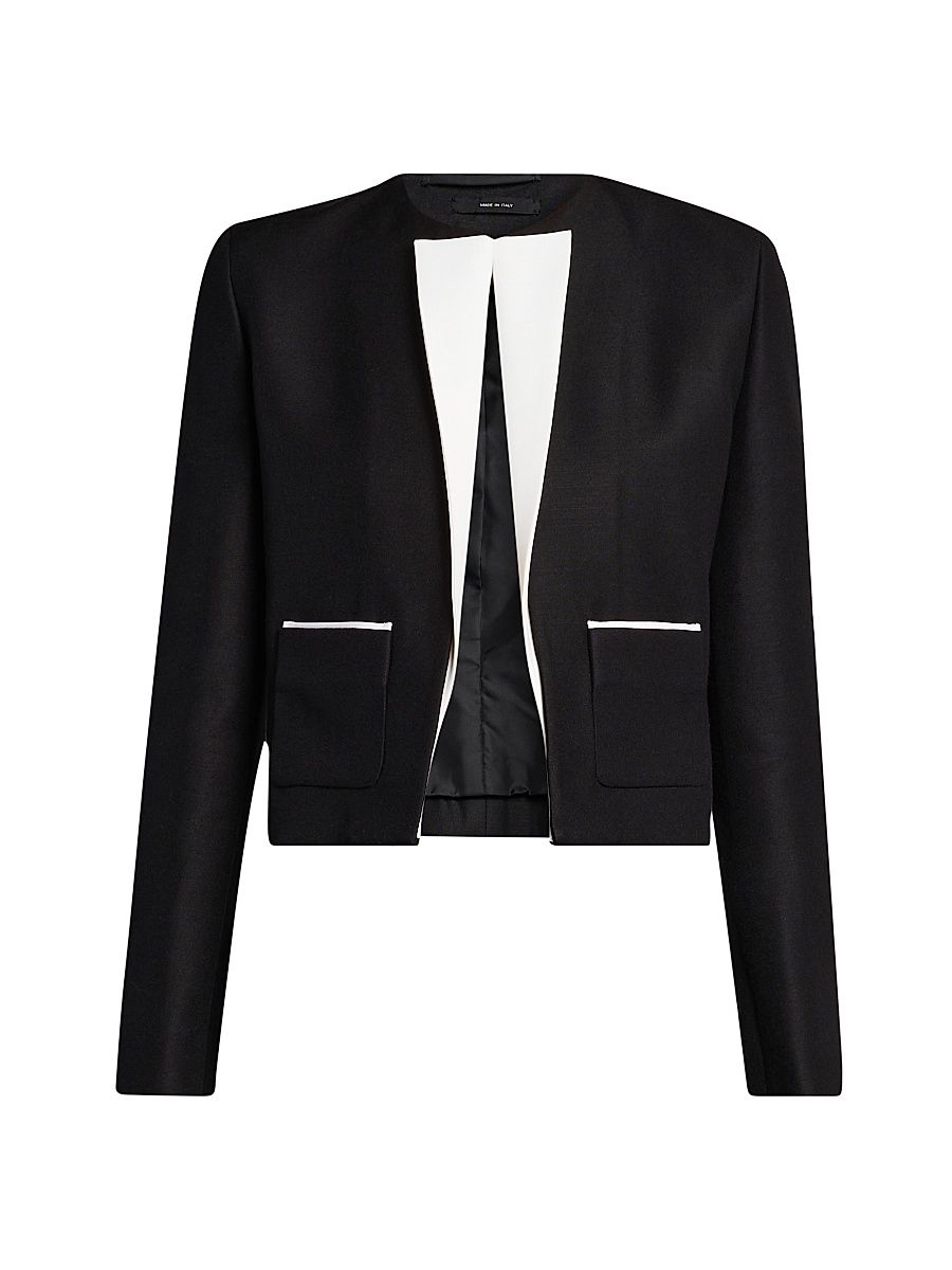 Women's Virgin Wool-Silk Jacket - Black - Size 12