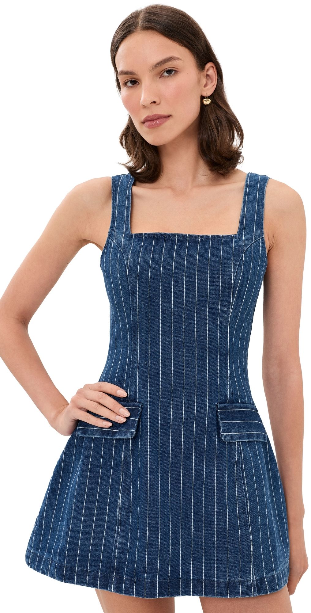 Line & Dot Monah Denim Mini Dress Blue XS