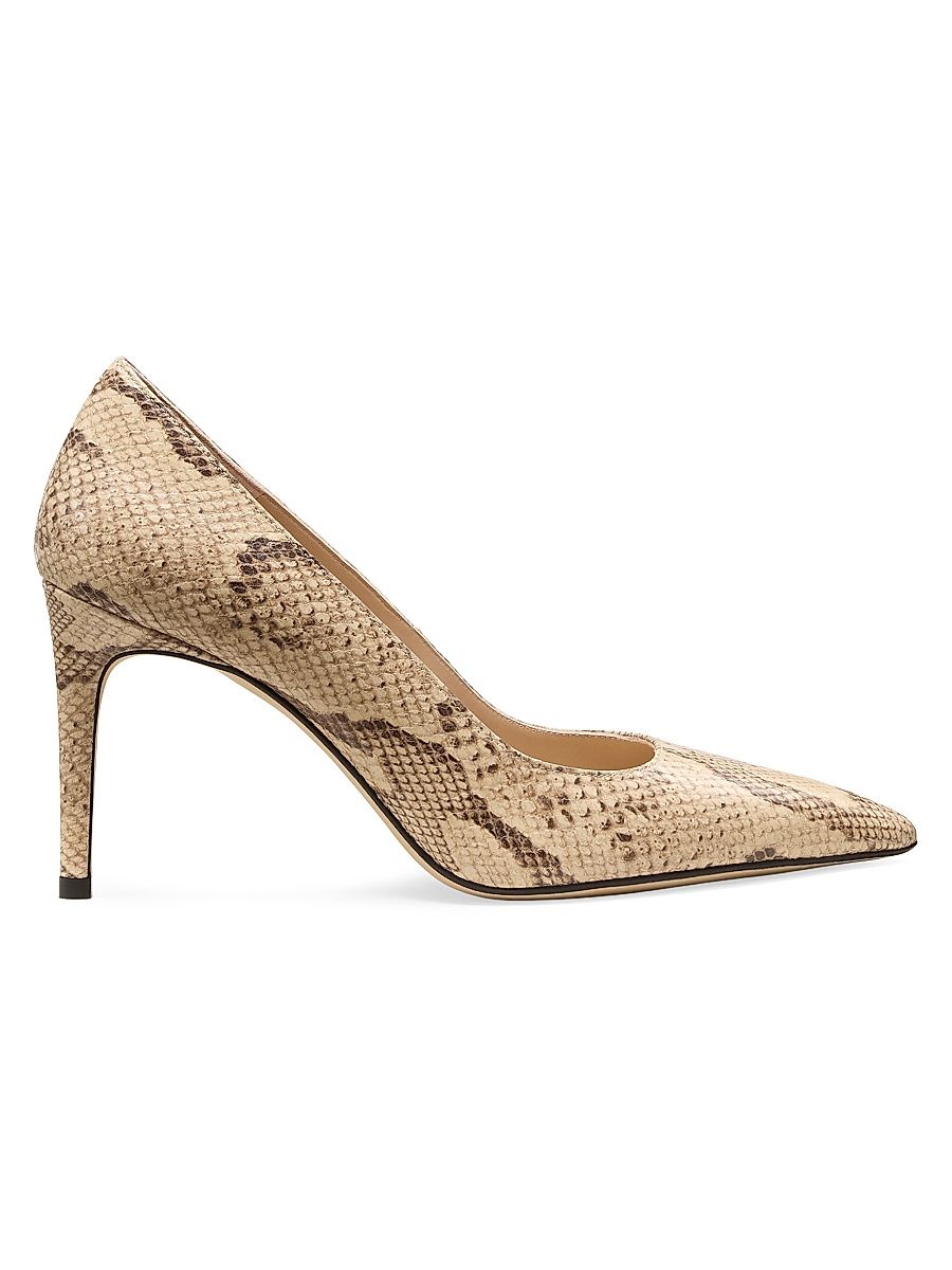 Women's Power 85MM Snakeskin-Print Leather Pumps - Adobe - Size 9.5