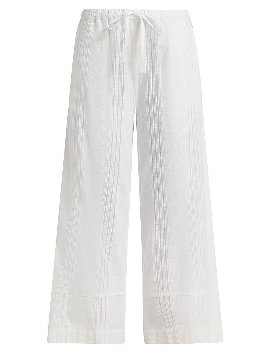 Women's Desta Cotton Drawstring Pants - Abira White - Size Small