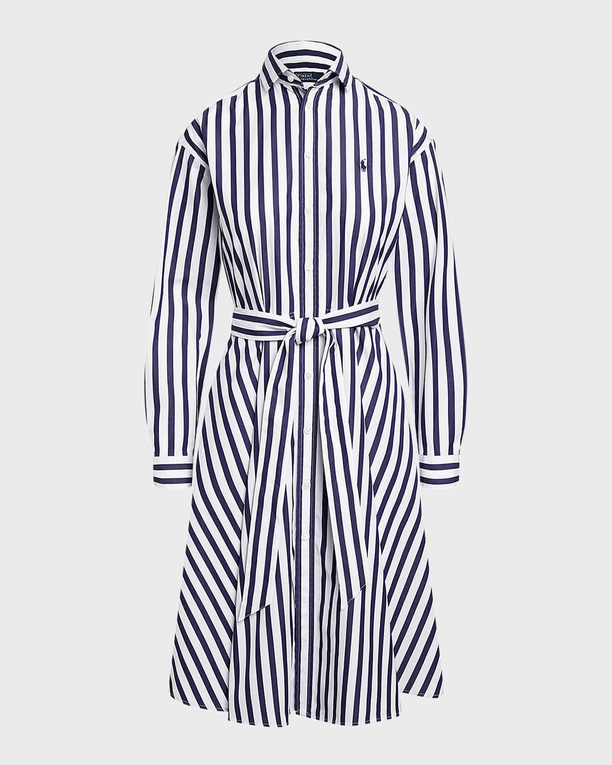 Belted Striped Cotton Shirtdress