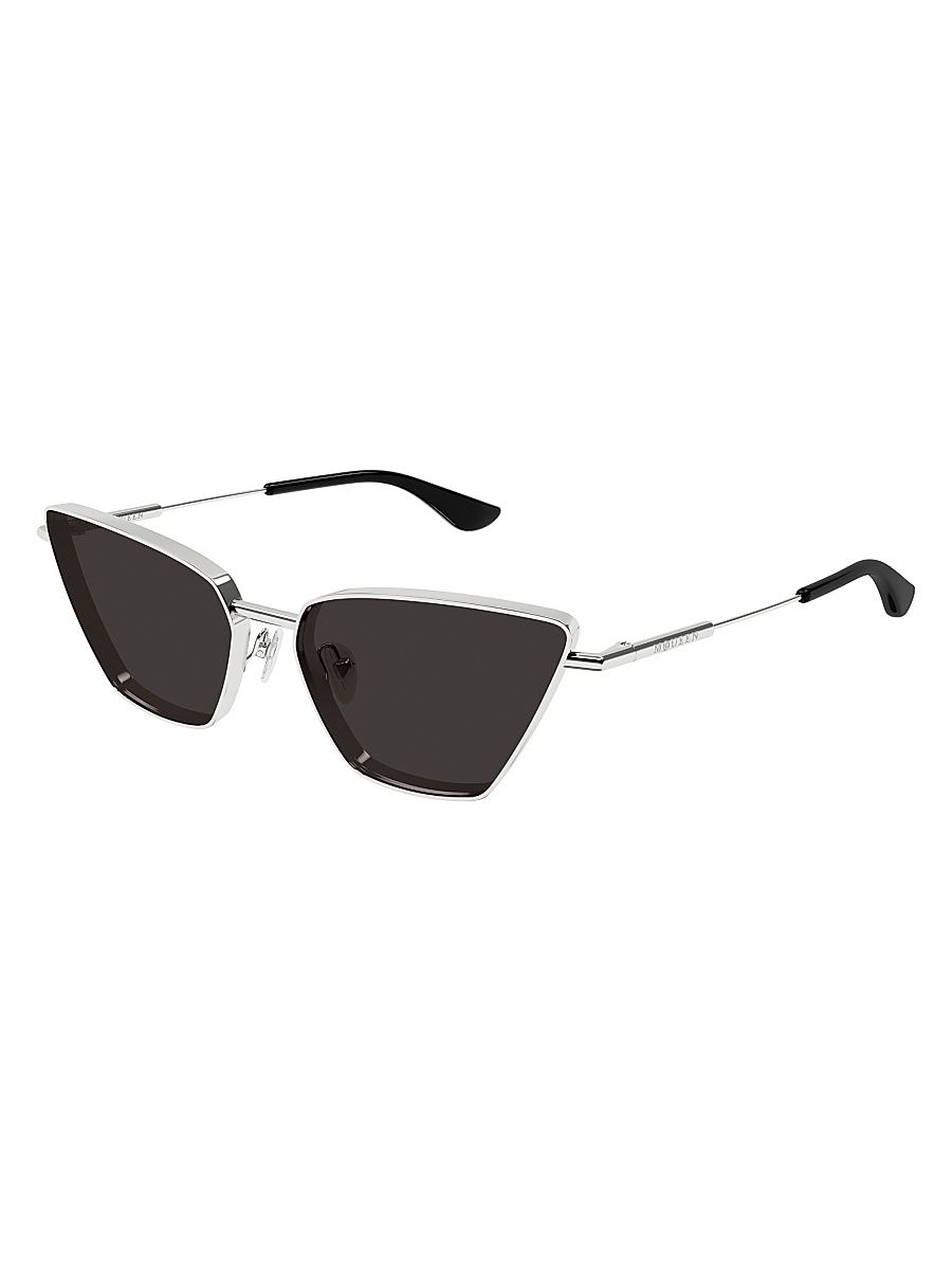 Women's 58MM Cat-Eye Sunglasses - Black Silver Black