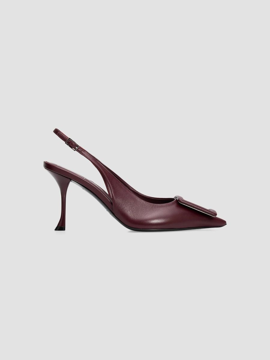 Roger Vivier Women's Viv In The City 85MM Leather Slingback Pumps - Bordeaux Scuro - Size 5