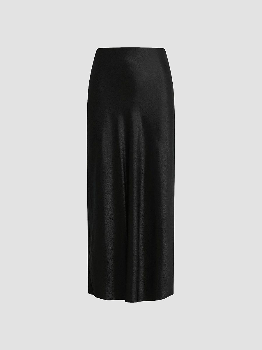 Favorite Daughter Women's The Favorite Hammered Satin Midi-Skirt - Black - Size Large