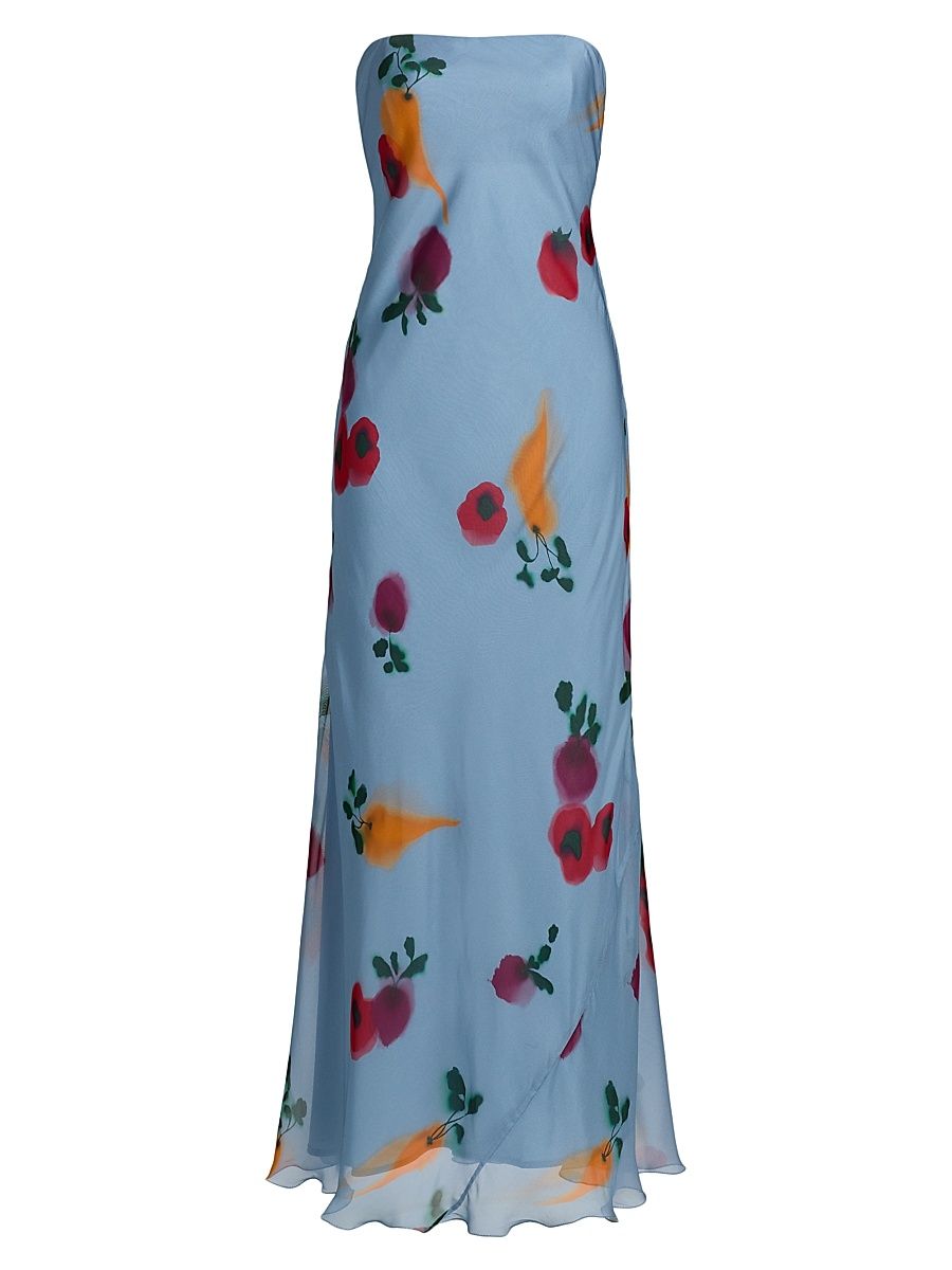 Women's Cassie Chiffon Strapless Maxi Dress - Farmers Market Slate - Size 14