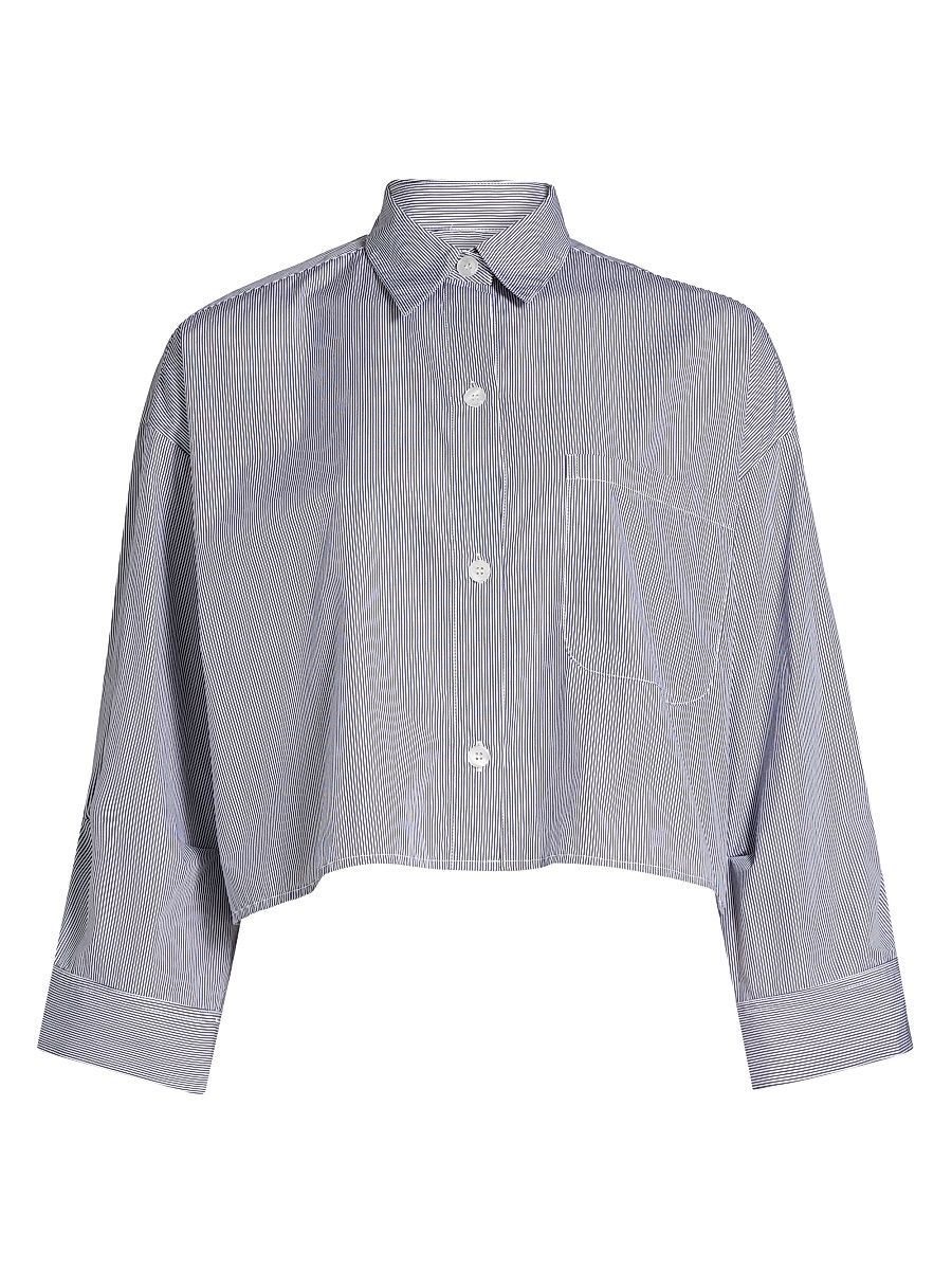 Women's Next Ex Striped Tailored Crop Top - Midnight White - Size XS