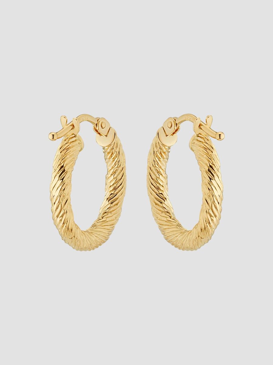 Oradina Women's 14K Yellow Gold Twist of Fate Hoops - Gold